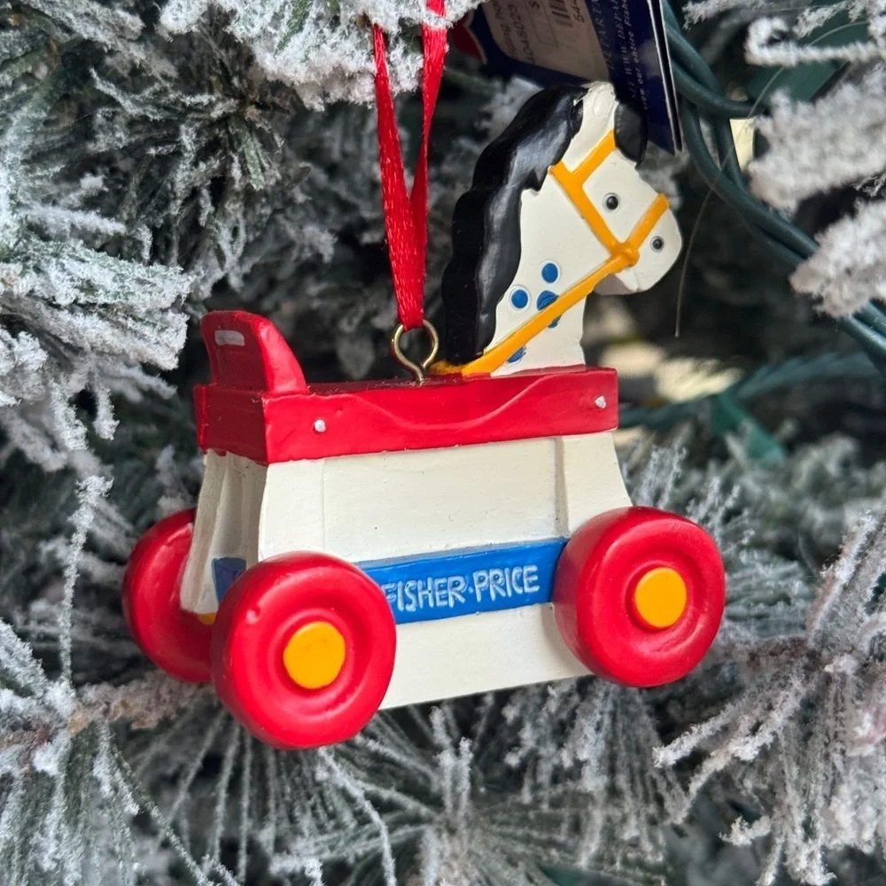 Vintage Rocking Horse ornament department 56 fisher price baby Christmas tree